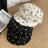 Boina de Lunares con Lazo para Mujer, Sombrero de Verano Estilo Coreano, Sombrero de Pico Adelgazante, Versátil, Boina de Periódico, Boina de Pintor