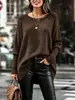 Suéter de Punto de Otoño e Invierno para Mujer, Tallas Grandes Europeas y Americanas, Cuello Redondo, Longitud Media, Hombro Caído, Corte Holgado, Mangas Largas, Suave y Agradable para la Piel, Adecuado para Ir al Trabajo