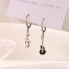 Aretes de Oreja de Guitarra Negra Spice Girls Hip Hop Diamante Asimétrico Nota Musical Pop Música Bajo Violín Aretes Mujer