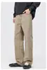 Pantalones Casuales de Otoño Estilo Nuevo para Hombre Pantalones de Pierna Recta Sueltos para Hombre Algodón Puro Lavado Americano Pantalones Versátiles para el Trabajo