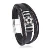 Novedad para Hombre Todo Fósforo Aleación Patrón de Fútbol Pulsera de Cuero Amazon DIY Pulsera de Cuero Multicapa Hebilla Magnética