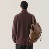 2026 Nueva Sudadera con Media Cremallera para Hombre Estilo Americano Peso Pesado Color Sólido Cuello Alto Chaqueta Casual Holgada Versátil Chaqueta de Algodón