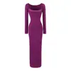Vestido ajustado sexy estilo Kardashian con escote cuadrado y mangas largas, elegante vestido largo de otoño para mujer