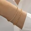 Pulsera de Cadena de Tenis de Circonita Transfronteriza Europea y Americana con Clip de Papel de Doble Capa Pulsera de Acero Inoxidable Joyería de Moda Simple Estilo Nuevo para Mujeres