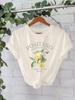 Estación Independiente Europea y Americana Transfronteriza Elegante Camiseta para Mujer en Stock Estampado de Flores de Limón Positano Verano Nueva de Manga Corta
