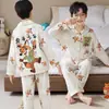 Pijama Infantil de Algodón Nube para Niños, Manga Larga, Cárdigan Delgado para Primavera y Otoño, Conjunto de Ropa de Casa Estilo Casual para Niños y Adolescentes