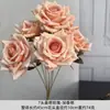 Manta Rosa de 7 Cabeças Simulada Flor Artificial Embossada Realista Decoração Suave para Casa Rosa Cappuccino Parede de Flores para Casamento