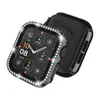 Funda galvanizada de una sola fila con incrustaciones de diamantes para Apple Watch Series 10, funda protectora integrada de un solo diamante