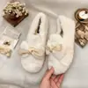 2026 Invierno Nuevos Zapatos de Algodón de Suela Plana Zapatos de Mujer Zapatos Peludos Con Felpa Calientes Slip-on Lazo Lindos Versátiles de Uso Diario