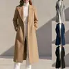 Europa Transfronteriza 2026 Otoño/Invierno Nueva Ropa de Mujer Temperamento Elegante Lana Súper Larga Abrigo Chaqueta con Abertura Trasera Mujer