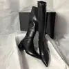 Nueva colección otoño e invierno 2024: elegantes botas altas de tacón alto, punta fina, estilo coreano, inspiración británica