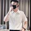 Camisa de manga cinco cuartos de marca de moda para hombre, camisa de manga media de alta gama para hombre, elegante camisa informal de manga corta de moda para hombre.