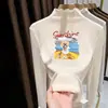 Camiseta de terciopelo alemán de manga larga para niña Otoño/Invierno Top Básico con Cuello Semi-Alto Fruncido para Bebé 2026 Top Cálido Cepillado