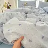 Clase a Hilo de doble capa Algodón puro Juego de cuatro piezas para cama Algodón lavado para cama Sábanas Cubre edredón Verano Dormitorio de estudiante Juego de tres piezas 4