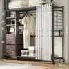 Guarda-roupa para uso doméstico no quarto, guarda-roupa simples para moradia alugada, armário de armazenamento durável, guarda-roupa de metal montado econômico