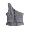Ropa de Mujer Estilo Europeo y Americano Exportación Transfronteriza 2024 Verano Nuevo Moda Casual Sin Mangas Asimétrico Un Hombro Top Chaleco