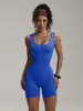 Nuevo mono corto de yoga ajustado transfronterizo para mujer, secado rápido, ropa de fitness que levanta glúteos, conjunto de yoga de una pieza con espalda bonita