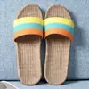 Pantuflas de Lino para el Hogar Pareja Pantuflas de Interior Suelo de Madera Algodón Lino Hogar Antideslizantes Suela Gruesa Verano Frescas Pantuflas Hombres y Mujeres
