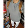 Tricô Cinza com Gola Henry Ombro Direito Masculino Outono Retrô Waffle Slim Tricô Estilo Old Money Top Esportivo