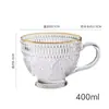 Vaso de Vidrio Vintage con Borde Dorado de Girasol y Diseño en Relieve, Taza de Café para el Hogar, Vaso Popular de Alto Valor para Jugo, Al por Mayor