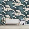 Papel pintado abstracto de olas pintado a mano estilo retro japonés para sala de estar, fondo de TV, mural decorativo de pared para tatami