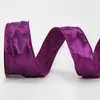 Fita de Cetim com Borda de Ferro para Artesanato DIY, Fita de Cetim de Cor Sólida para Decoração de Laços de Natal e Dia dos Namorados, Fita Moldável