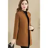 Abrigos de Lana de Otoño e Invierno para Mujer Abrigos de Lana Medianos Nuevos Abrigos de Lana para Mujer Corte Slim Corto Cuello Alto
