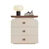 Mesita de Noche de Madera Maciza Estilo Vintage Crema Minimalismo Italiano Apartamento Pequeño Moderno Simple Armario de Almacenamiento Estante Armario
