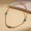 Cadena para Suéter Ajustable de Oro Real Electrochapado de 18K Estilo Europeo y Americano Geométrico con Piedras y Perlas Simple Versátil Collar de Gama Alta para Mujer