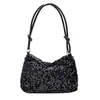 Moda Retro Simples Bolsa de Ombro Único Grande Capacidade Bolsa de Mão Bolsa Casual Bolsa Feminina de Nicho Lantejoula para Ir ao Trabalho Bolsa de Axila