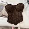 Top Sexy Estilo Corsé con Estampado de Leopardo y Pedrería para Chicas, con Diseño Hombros Descubiertos y Acabado de Lujo