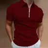 2024 Transfronterizo Verano Europeo y Americano AliExpress Amazon Nueva Camisa Polo Rayada con Cremallera de Manga Corta para Hombre