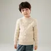 Suéter Grueso de Lana Pura de Doble Hilo para Niños y Niñas Cuello Semi Alto 25 Otoño e Invierno Tejido Base Suéter Pulóver Cálido