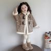 Jaqueta de Lã para Meninas 2025 Nova Roupa de Inverno Moda Infantil Caxemira Integrada de Pele Estilo Coreano Top