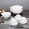 Bol Grande de Cerámica Blanca Pura Clásica de Magnesio para Hotel Restaurante, Bol Pequeño Blanco Espesado, Bol para Sopa, Se Puede Personalizar con Logo