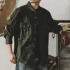 Camisa de trabalho pesada estilo retrô americano para homens, nova jaqueta de caça resistente com corte solto para homens, primavera de 2026, primavera e outono
