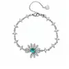 Amuleto de Flor Corazón Esmeralda~Pulsera con Colgante de Flor de Circonia, Pulsera Fresca y Suave de Verano, Joyería de Gama Alta de Nicho para Mujer