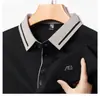 Al por mayor transfronterizo para hombre, nueva camiseta polo de verano para hombre de mediana edad, casual de negocios, manga corta, seda helada, fresca, con cuello, camiseta para hombre