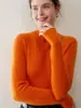 Nova coleção outono e inverno de suéteres de cashmere de alta costura ready-to-wear para mulheres, suéter de malha canelada gola alta meia, malha versátil de corte justo