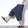 Pantalones cropped de verano para hombre talla grande, nuevos pantalones harén holgados de pierna ancha con tiro bajo de estilo chino, modernos para hombres corpulentos