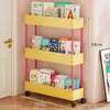 Estantería Móvil de Múltiples Niveles para Libros Ilustrados Infantiles de Pie, Gabinete de Almacenamiento de Libros con Ruedas Extremadamente Estrecho Detrás de la Puerta