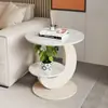 Sala de estar sofá italiano moderno mesa de centro de lujo ligero mesa redonda de doble capa de losa de roca mesa de rincón pequeña creativa comedor mesita de noche balcón