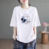 Camisa de Algodão Puro Manga Curta Estilo Coreano para Mulheres Verão 2026 Novo Estilo Quente Moda Solta Emagrecedora Versátil Comprimento Médio Tendência