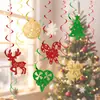 Set de Decoración para Fiesta Navideña Banner MerryChristmas Adornos Espirales Bolas de Panal Abanicos de Papel Arreglos Florales