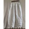Pantalones Casuales de Algodón y Lino de Pierna Ancha para Mujer, Nuevos de Primavera y Verano, Talla Grande, Estilo Zen Retro, Pantalones de Algodón y Lino de Color Sólido de Nueve Puntos para Mujer