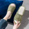 Pantuflas de Lino para Hombre para Casa Interior Suela Suave Hogar Piso Mudo Antideslizante Cuatro Estaciones Hogar Algodón Lino Pantuflas Mujer