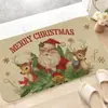 Tapetes de Chão de Natal Transfronteiriços Papai Noel Boneco de Neve Veludo de Cristal Tapete Estampado Cozinha Tapetes Antiderrapantes Tapetes Absorventes