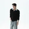 Direto do fabricante: um suéter de tricô estiloso, leve e luxuoso com um design de peça dupla falsa, perfeito para um look sofisticado e "old money", ideal para o outono e o uso diário, apresentando um corte relaxado e uma gola estilo polo