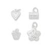 Plata Pura 999 Chapado Colgante Forma de Corazón Doble Cara Flor de Durazno Candado de Seguridad para Colgante Material de Accesorios de Plata para Cuerda de Cuentas DIY
