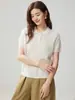 Otoño Invierno Cuadros Jacquard Cuello Polo Suave Tejido de Cachemira Manga Corta Mujer Solapa Temperamento Commute Top de Manga Corta